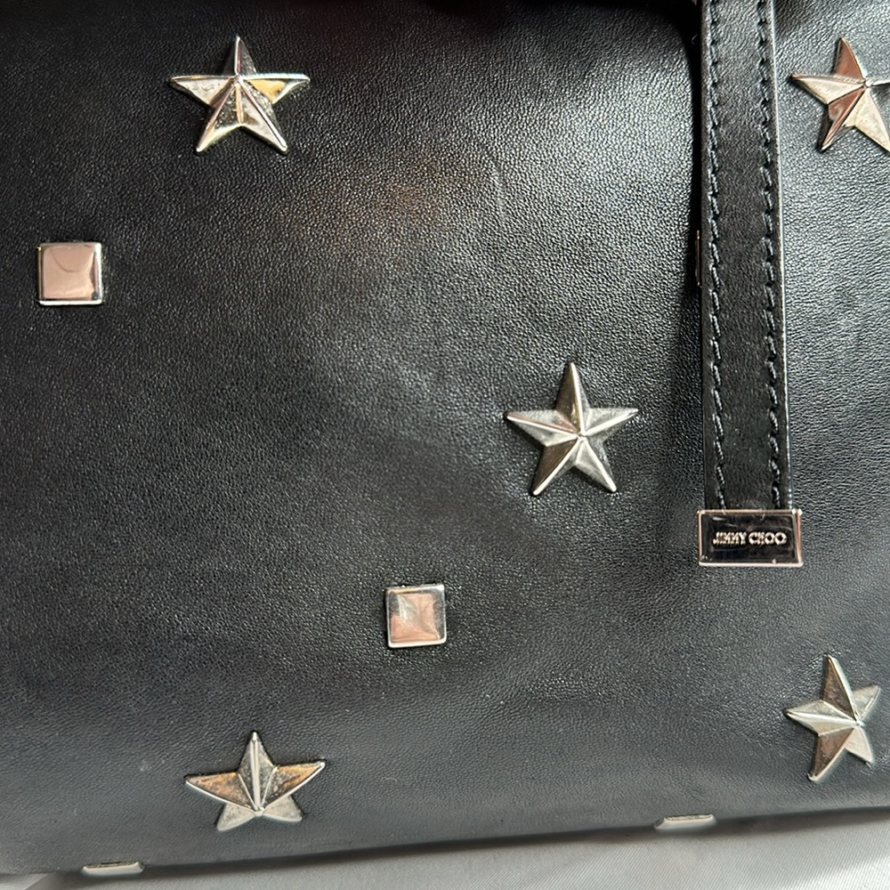 Jimmy Choo Black Leather Studded Handbag & Shoulder Bag, Tote Bag - Picture 14 of 16